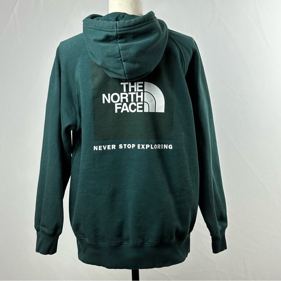NORTH FACE forest green hoodie w/ white logo - size large - Picture 4 of 6